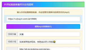 在线提取抖音视频BGM纯源码非第三方接口