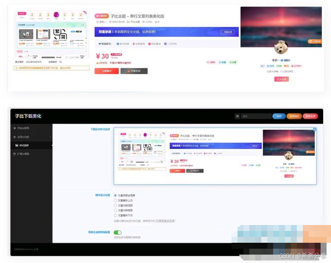 子比主题美化 付费区块下载美化插件/资源网站下载插件源码